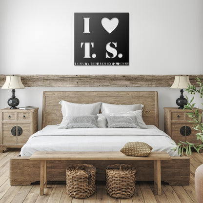 I Heart T. S. Personalized  Message, Name or Date Metal Art
