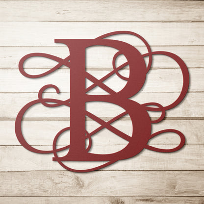 Letter B, Your Initial, Swirl Letters, Monogram, Metal Signs, Rustic Sign, Wall Art, Wall Decor