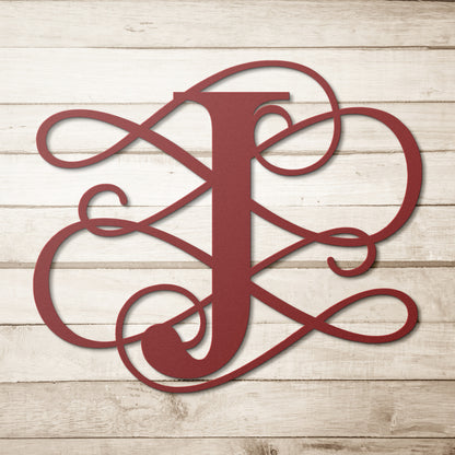 Letter J, Your Initial, Swirl Letters, Monogram, Metal Signs, Rustic Sign, Wall Art, Wall Decor