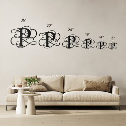 Letter P, Your Initial, Swirl Letters, Monogram, Metal Signs, Rustic Sign, Wall Art, Wall Decor