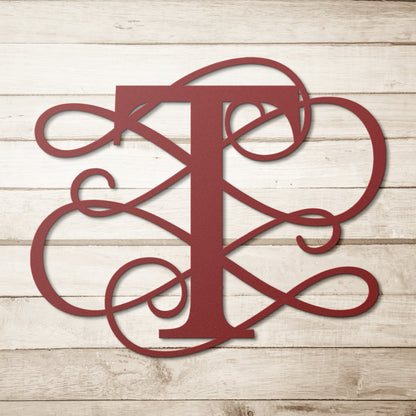 Letter T, Your Initial, Swirl Letters, Monogram, Metal Signs, Rustic Sign, Wall Art, Wall Decor