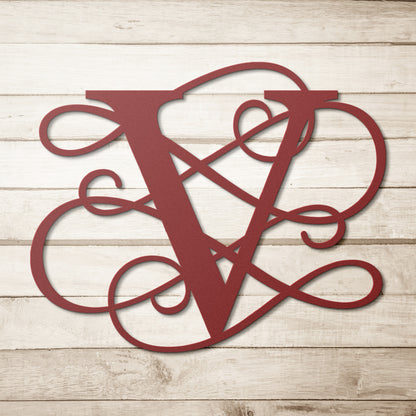Letter V, Your Initial, Swirl Letters, Monogram, Metal Signs, Rustic Sign, Wall Art, Wall Decor