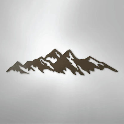 Brown powder-coated American steel metal wall art depicting a jagged mountain range silhouette.