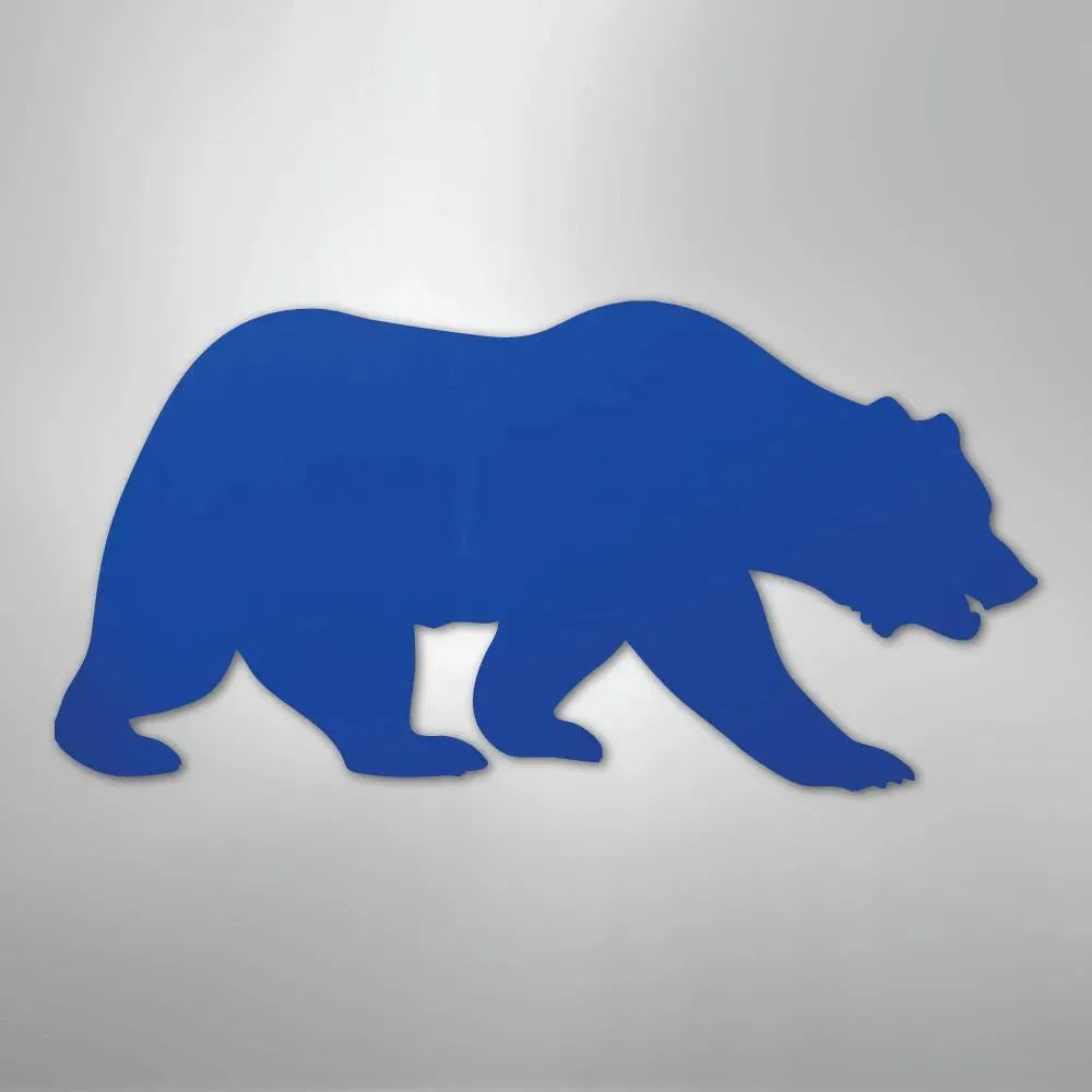 Blue metal grizzly bear silhouette wall art, American country style decor.