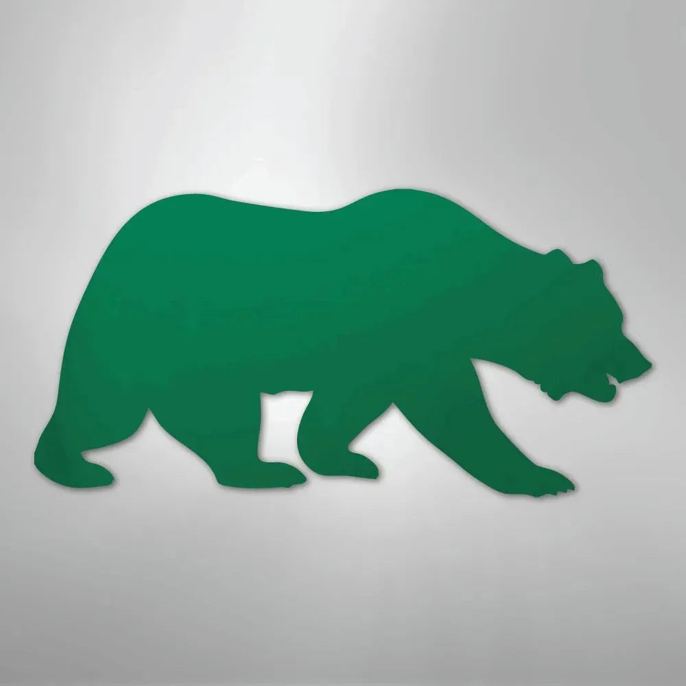 Green grizzly bear metal wall art silhouette, powder-coated American steel.