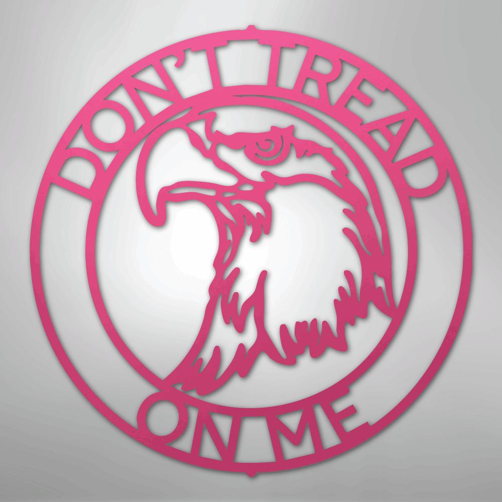 Pink metal "Don't Tread On Me" eagle head ring monogram wall art.