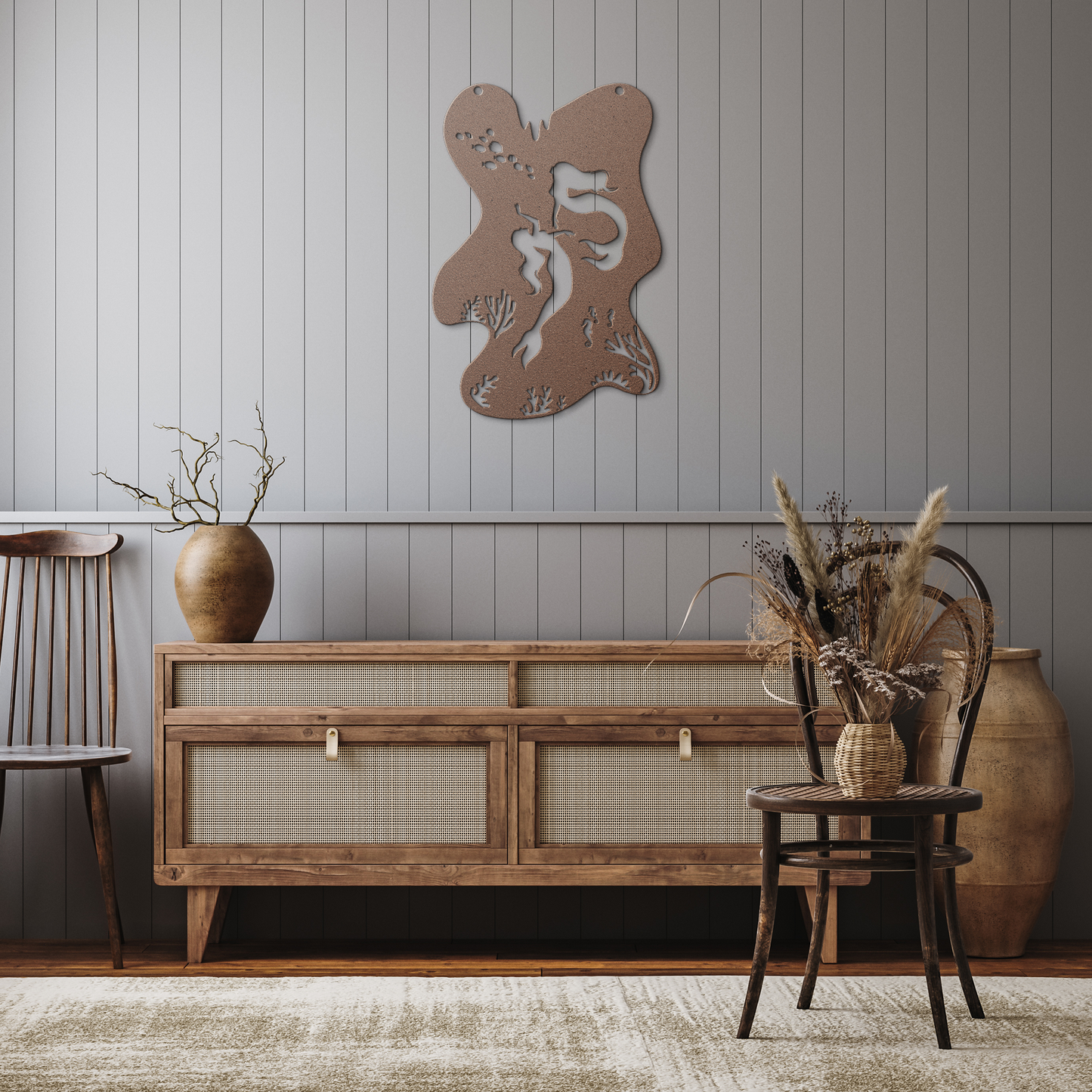 Mermaid_Dreams_Metal_Wall_Art_Copper_Rustic_Hallway_Mockup.png