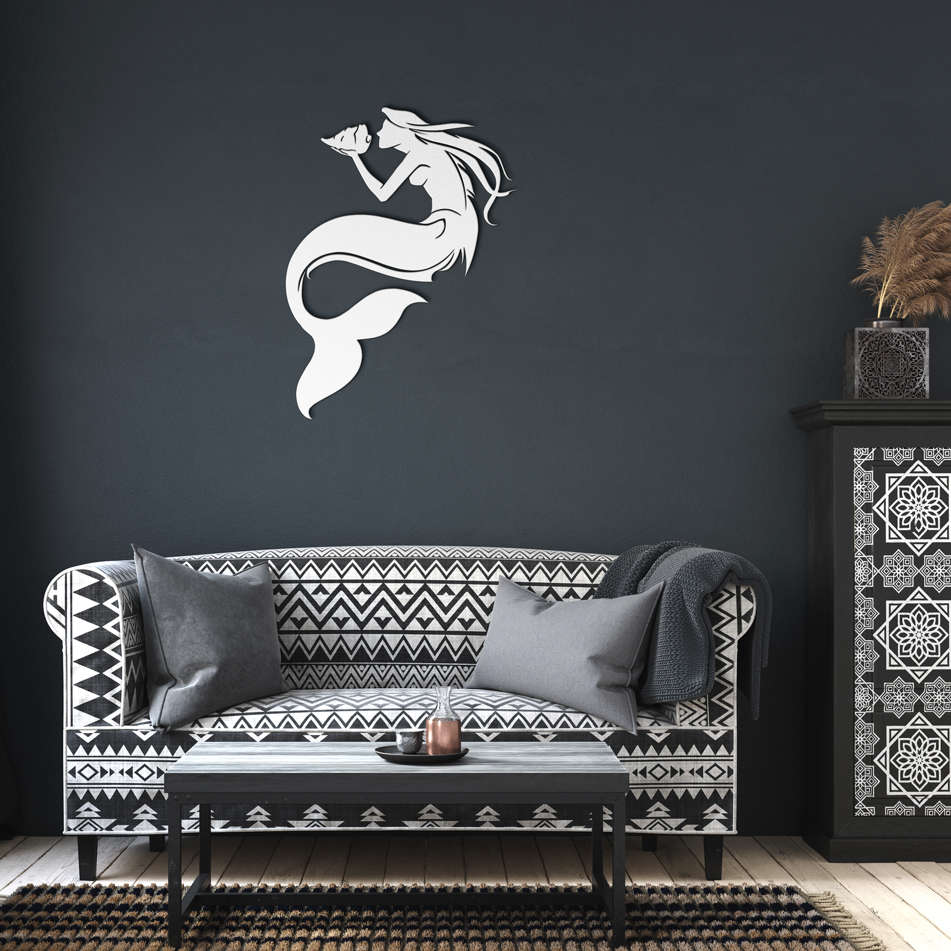 Mermaid_with_Conch_Shell_Metal_Wall_Art_White_Dark_Living_Room_Mockup.png