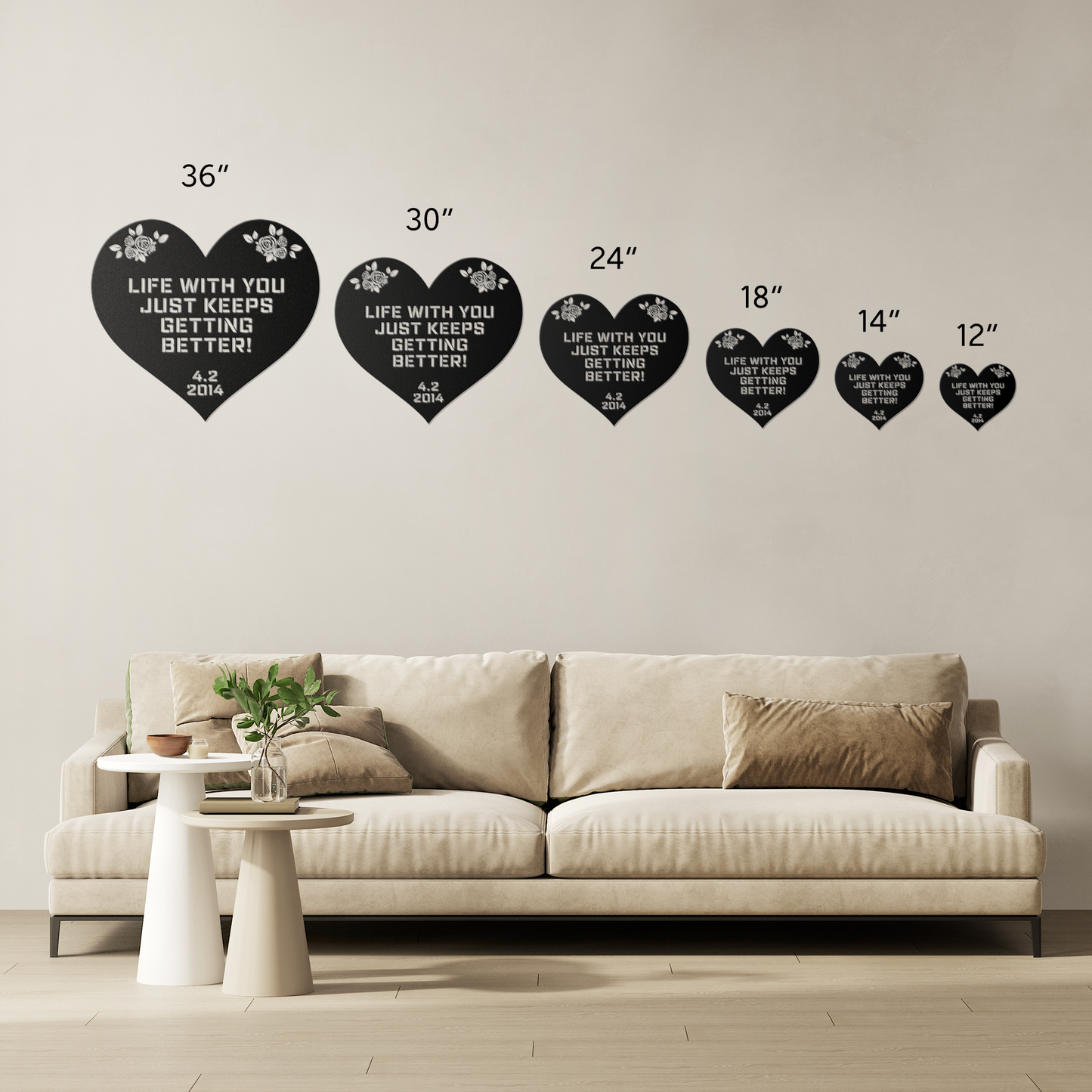 Personalized Life Keeps Getting Better Wedding, Anniversary Love Metal Wall Art