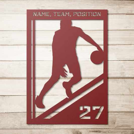 Personalized Basketball Dribble Metal Wall Art