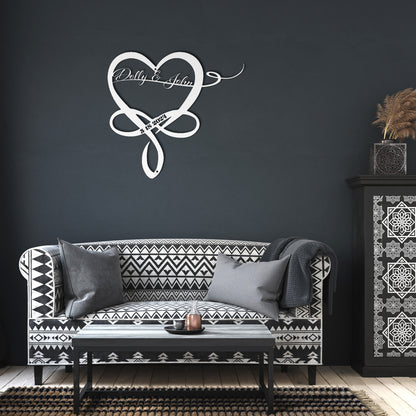 Personalized Flowing Heart Wedding Metal Wall Art