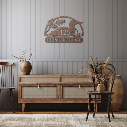 Personalized_Loon_Lake_Lodge_Metal_Addre_Copper_Rustic_Hallway_Mockup.png_15920114