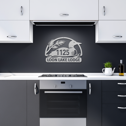 Personalized_Loon_Lake_Lodge_Metal_Addre_Silver_Dark_Kitchen_Mockup.png_15920111