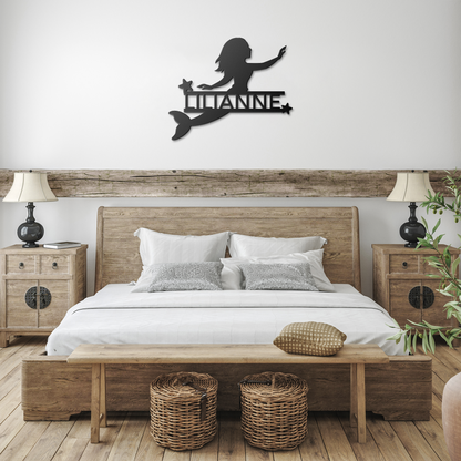 Personalized_Mermaid__Stars_Metal_Wall__Black_Farmhouse_Bedroom_Mockup.png