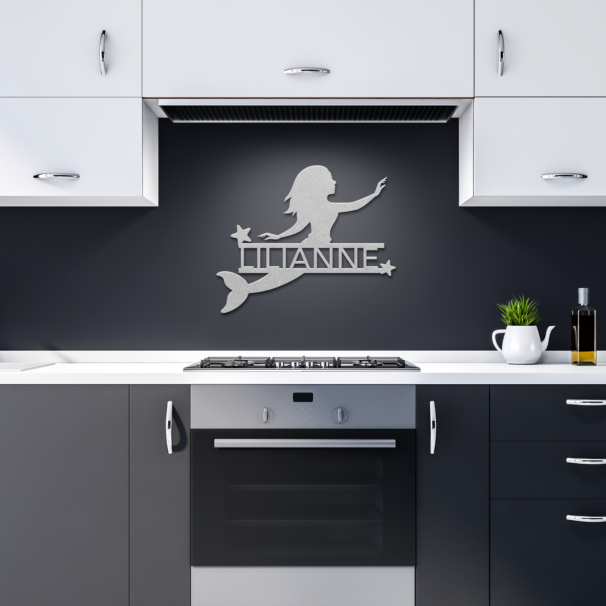 Personalized_Mermaid__Stars_Metal_Wall__Silver_Dark_Kitchen_Mockup.png