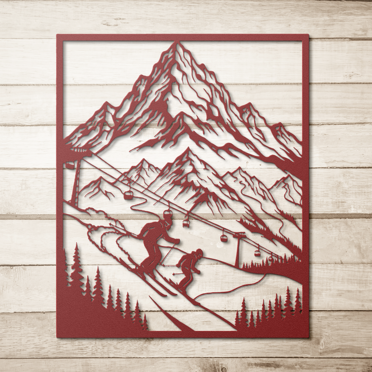 Ski_Adventure_Mountain_Scene_Metal_Wall__Red_Simple_Wood_BKGD_Mockup.png
