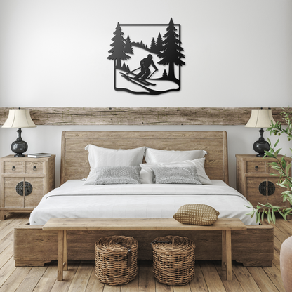 Skier_in_Pine_Forest_Metal_Wall_Art_Black_Farmhouse_Bedroom_Mockup.png