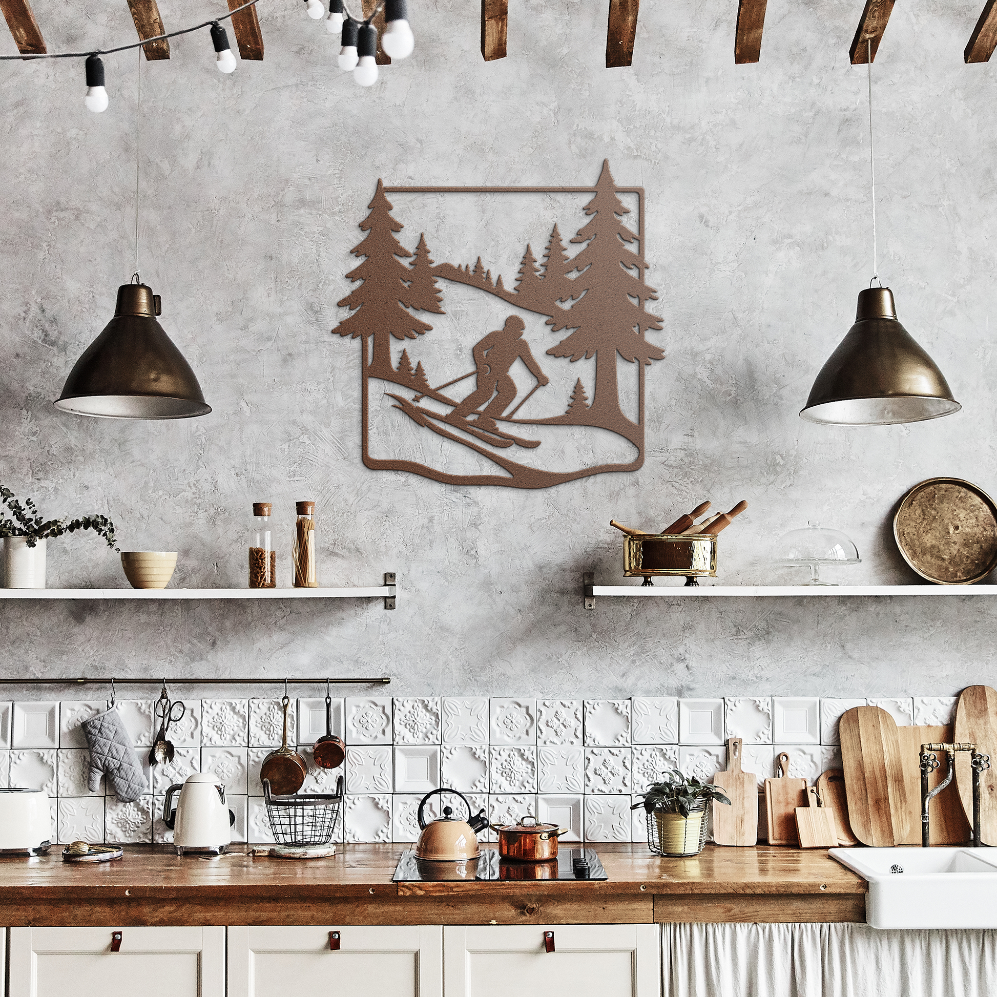 Skier_in_Pine_Forest_Metal_Wall_Art_Copper_Rustic_Kitchen_Mockup.png