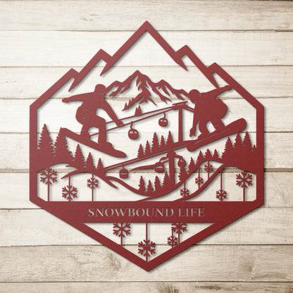 Snowflakes_Snowboarding_Life_Metal_Wall__Red_Simple_Wood_BKGD_Mockup.png_15388130