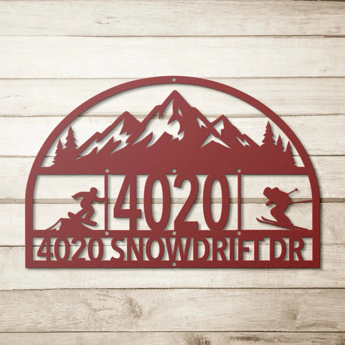 Snowy_Mountain_Arched_Custom_Address_Sig_Red_Simple_Wood_BKGD_Mockup_15387458