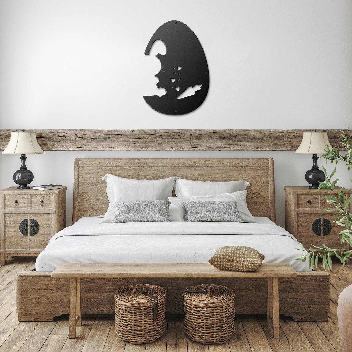 The Bunny and the Egg or the Egg and the Bunny Metal Wall Art