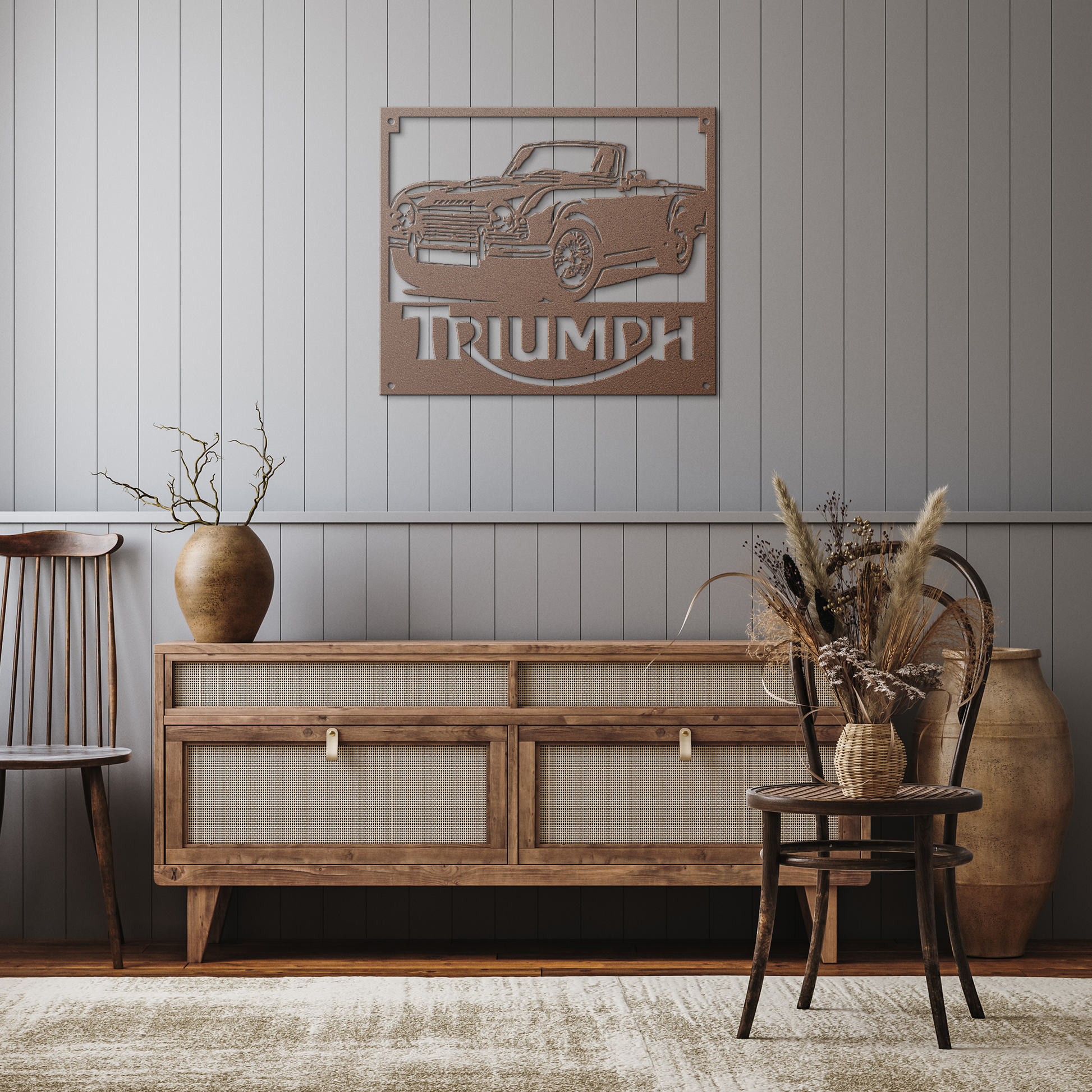 Triumph_TR4_Metal_Wall_Art_Copper_Rustic_Hallway_Mockup.png