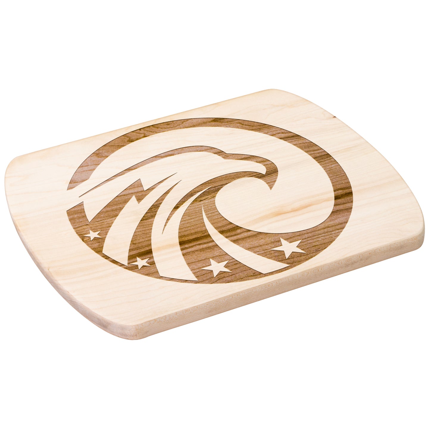 USA Eagle with Stars Hardwood Oval Cutting Boards in Maple or Walnut