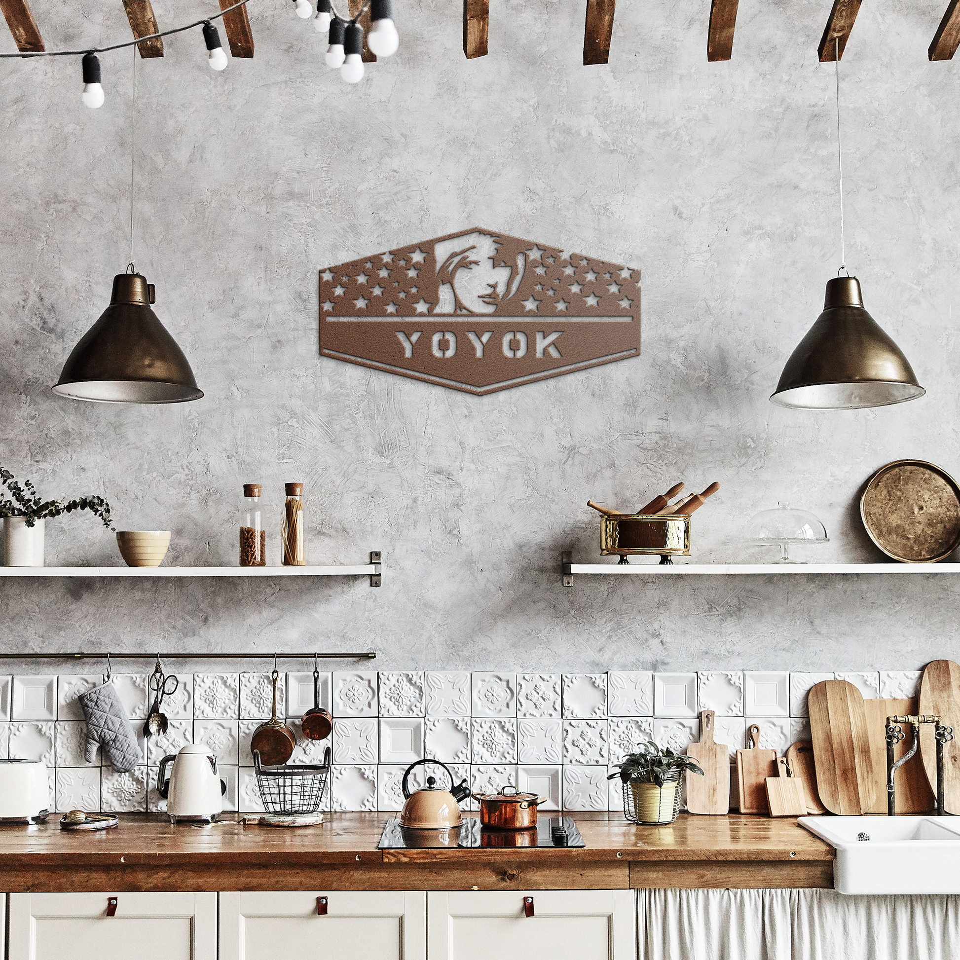 Youre_On_Your_Own_Kid_Metal_Wall_Art_Copper_Rustic_Kitchen_Mockup.png