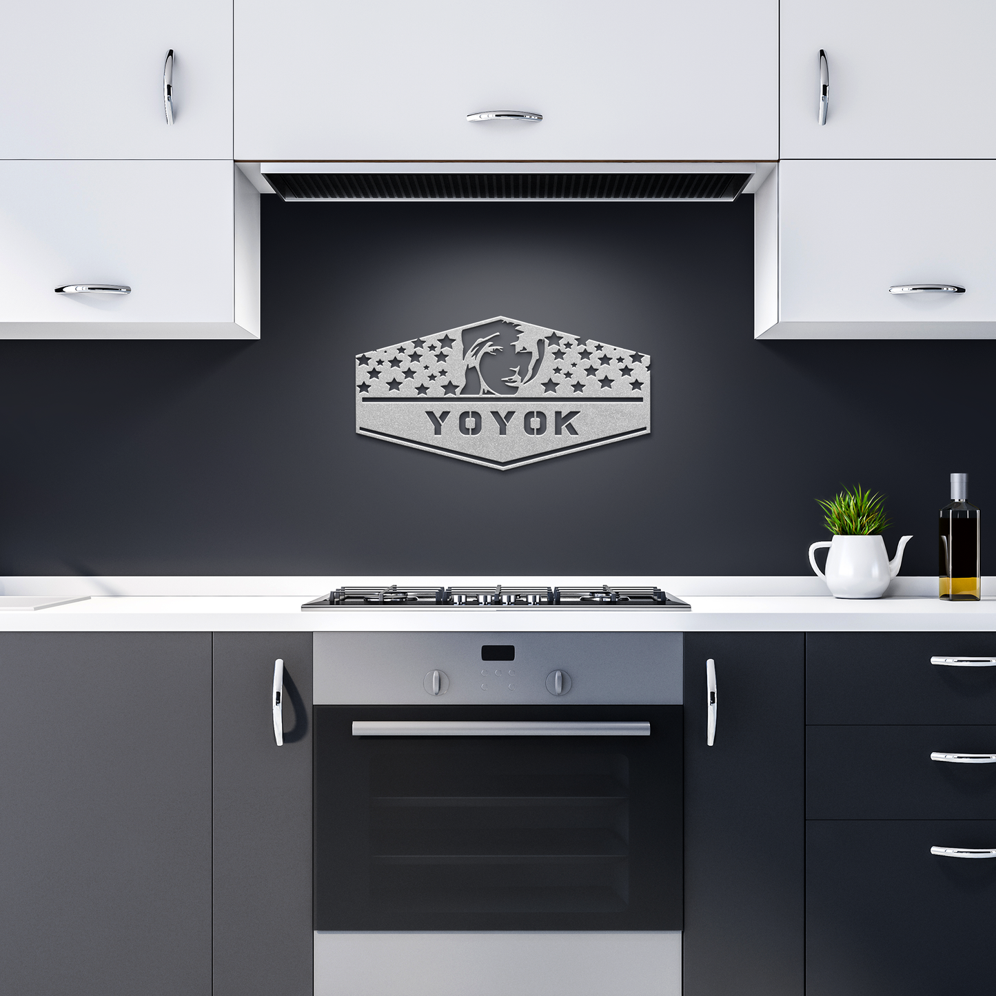 Youre_On_Your_Own_Kid_Metal_Wall_Art_Silver_Dark_Kitchen_Mockup.png