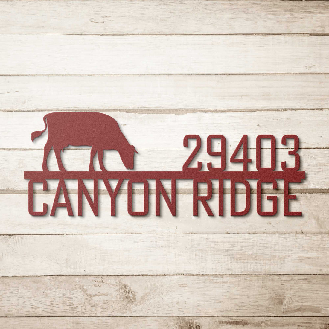 Address + Cow Metal Address Sign for Home
