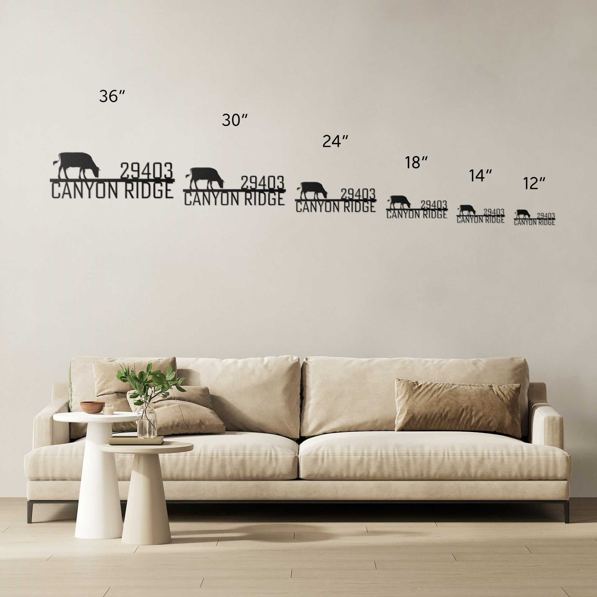 Address + Cow Metal Sign - Country Proud USA