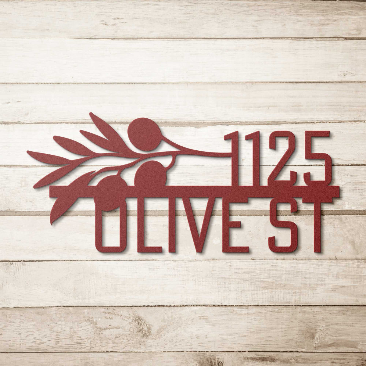 Address + Olive Branch Custom Metal Sign