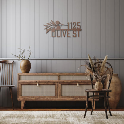 Address + Olive Branch Metal Address Sign - Country Proud USA