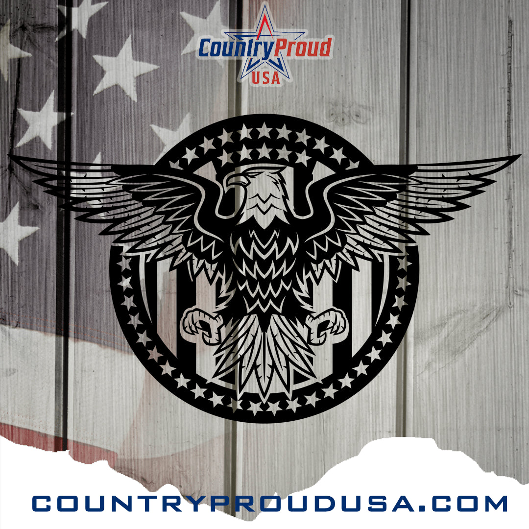 American Proud Eagle Stars Circle Metal Wall Art