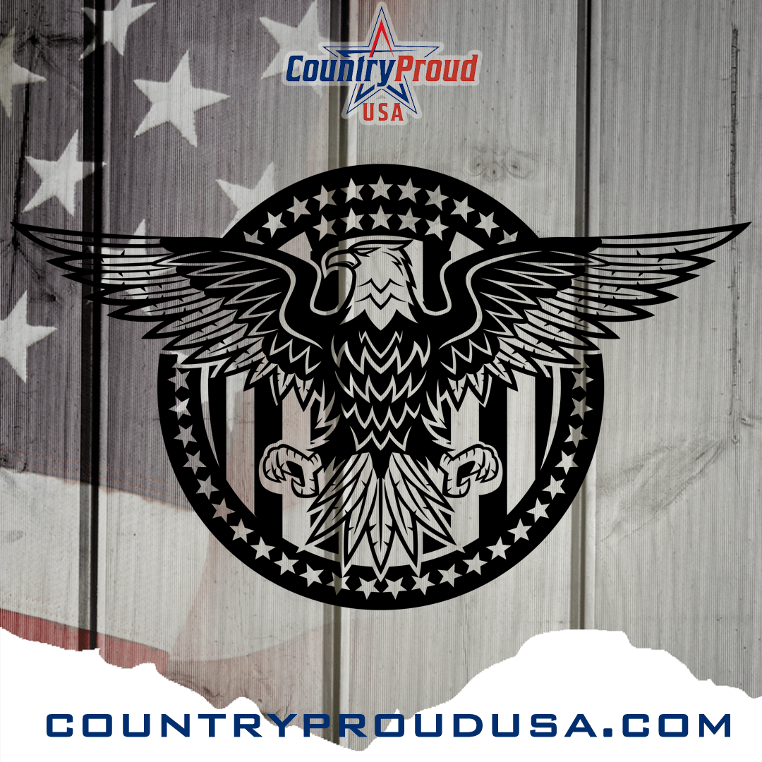 American Proud Eagle Stars Circle Metal Wall Art