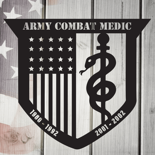 US Military Personalized Combat Metal Wall Art - Army, Navy Combat Medic Metal Wall Art