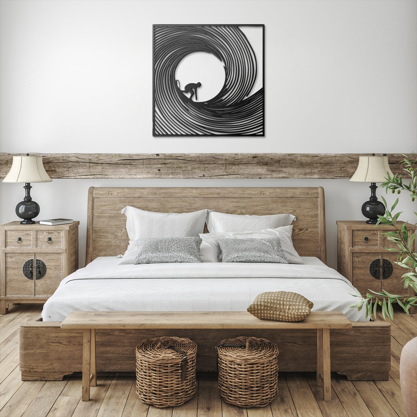 Barrel_Wave_Surfer_Metal_Wall_Art_Black_Farmhouse_Bedroom_Mockup.png