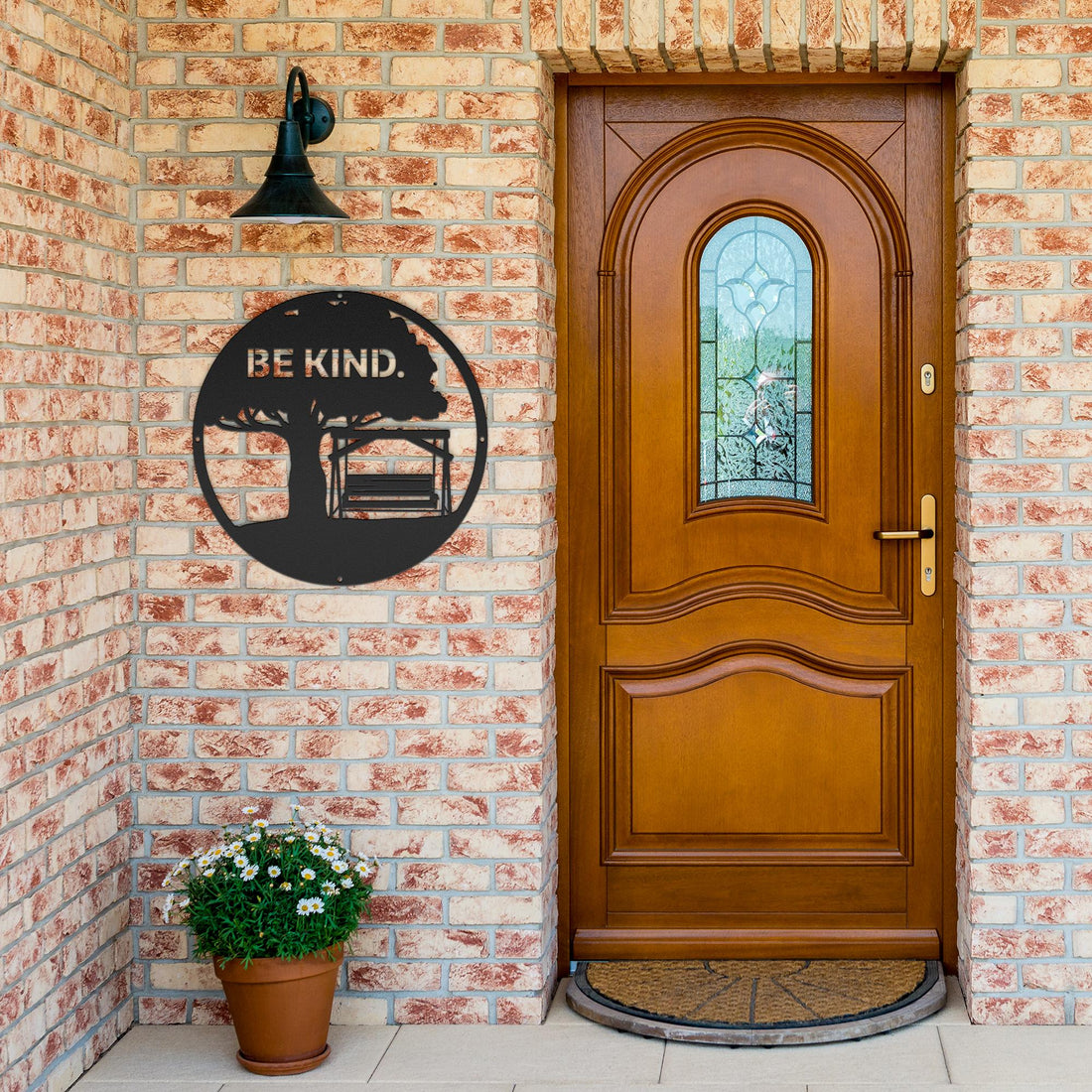 Be_Kind_Personalized_Metal_Wall_Art_Black_Brick_Entrance_Mockup_15290524