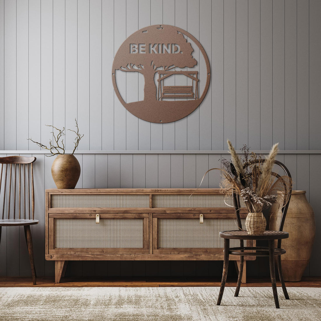 Be_Kind_Personalized_Metal_Wall_Art_Copper_Rustic_Hallway_Mockup_15290533