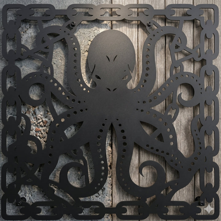 Chain Gang Industrial Octopus Metal Wall Art