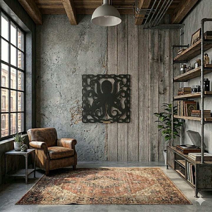 Chain Gang Industrial Octopus Metal Wall Art