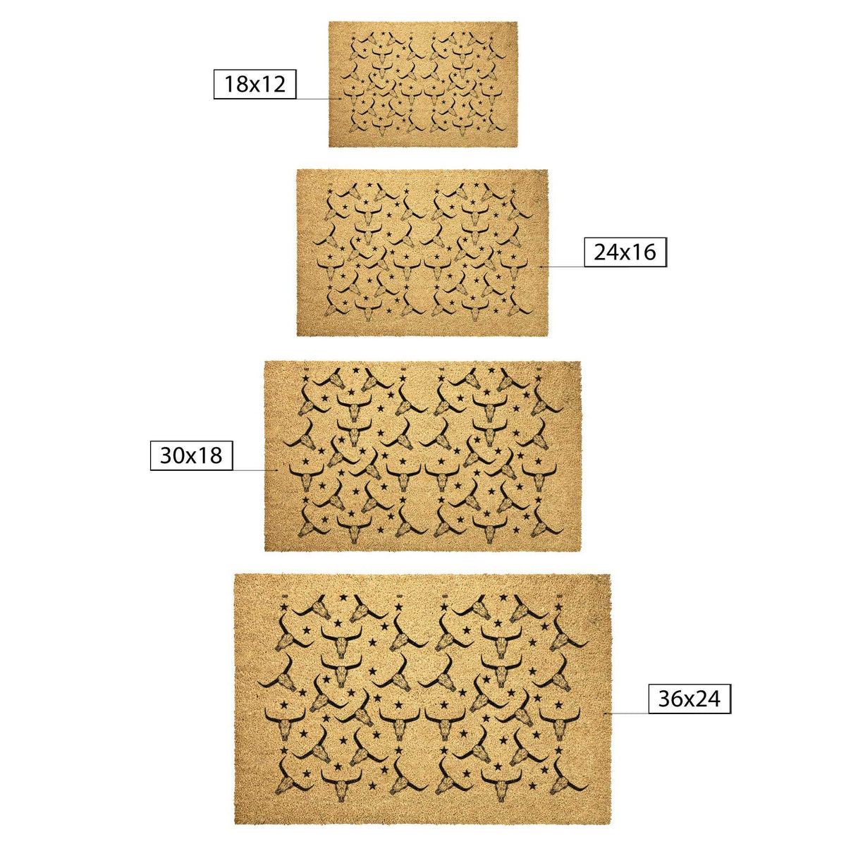 Country Steer Skulls Coir Welcome Doormat