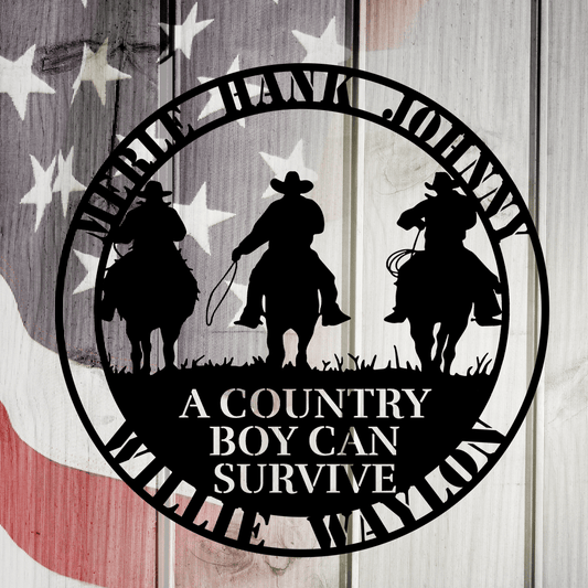 Personalized Country Boy Can Survive with Country Legends Metal Art