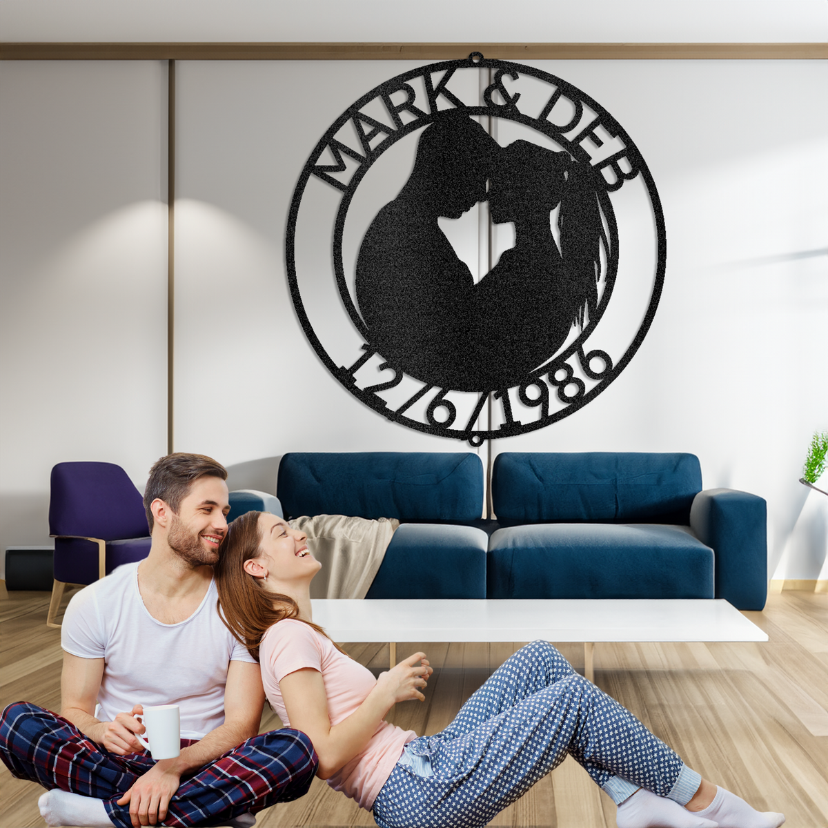 Country Couple Metal Wall Art Home Decor