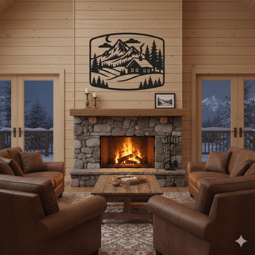 Cozy Mountain Lodge Metal Art - Country Proud USA