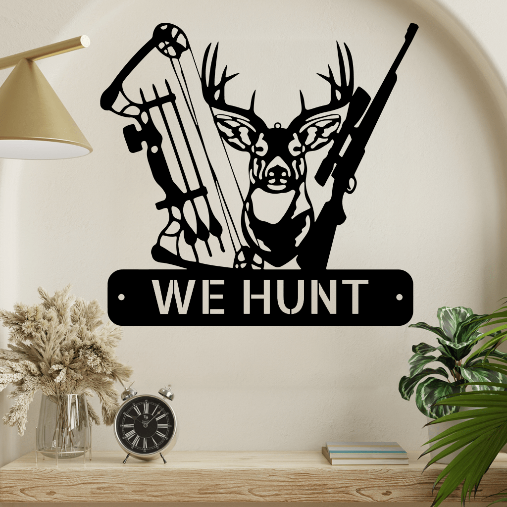 Deer Hunter Monogram Metal Wall Art Decor