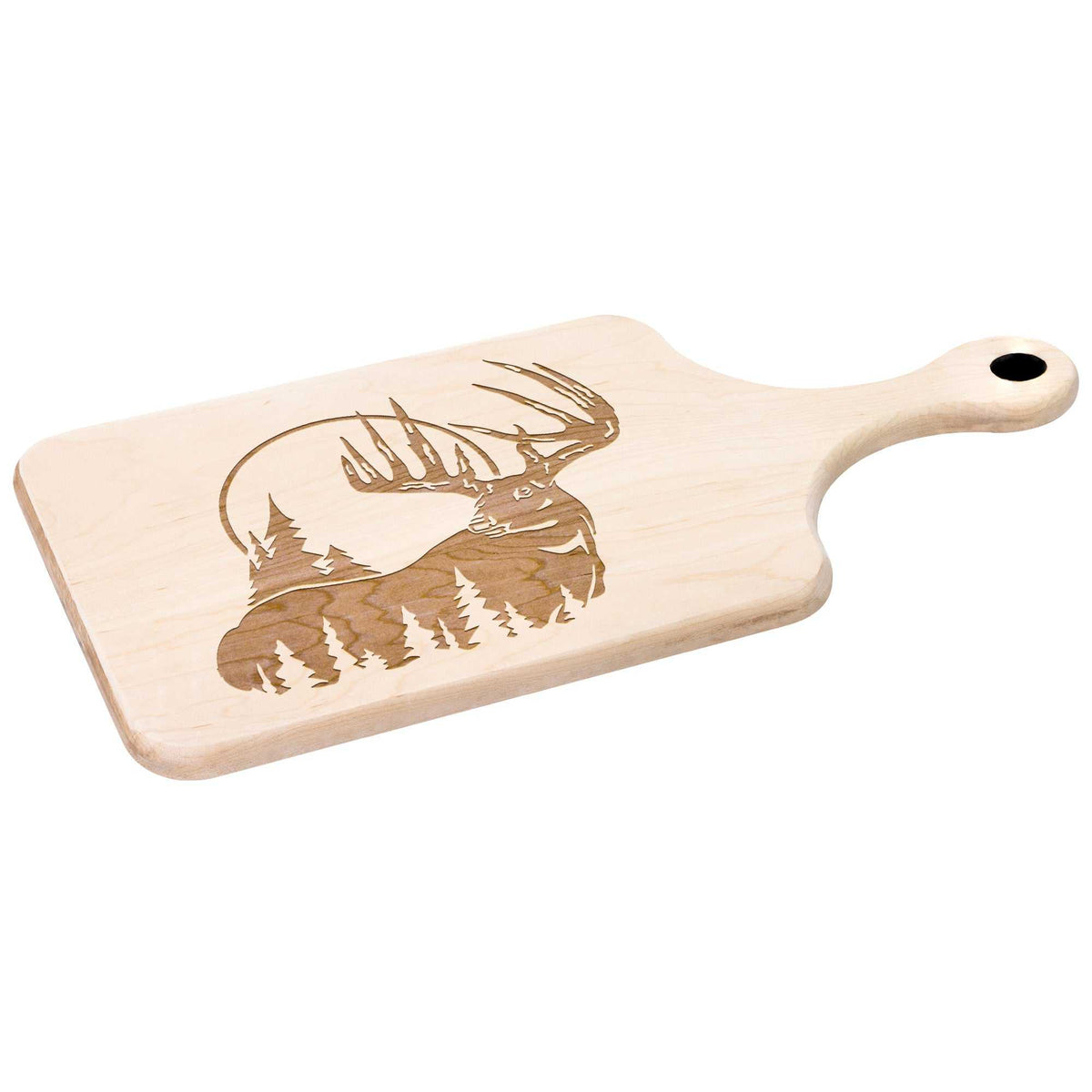 Deer in the Forest Hardwood Paddle Cutting Board