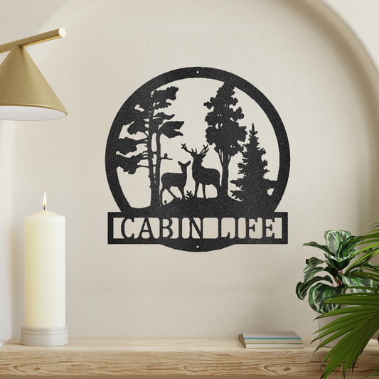 Deer in the Woods Metal Wall Art Custom Decor