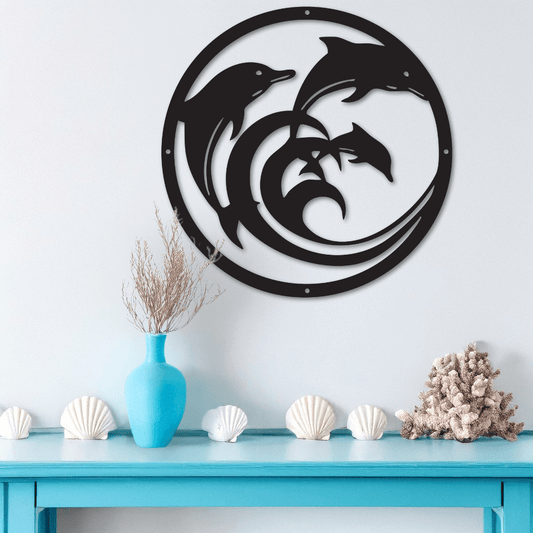 Dolphin Circle Metal Wall Art - Country Proud USA
