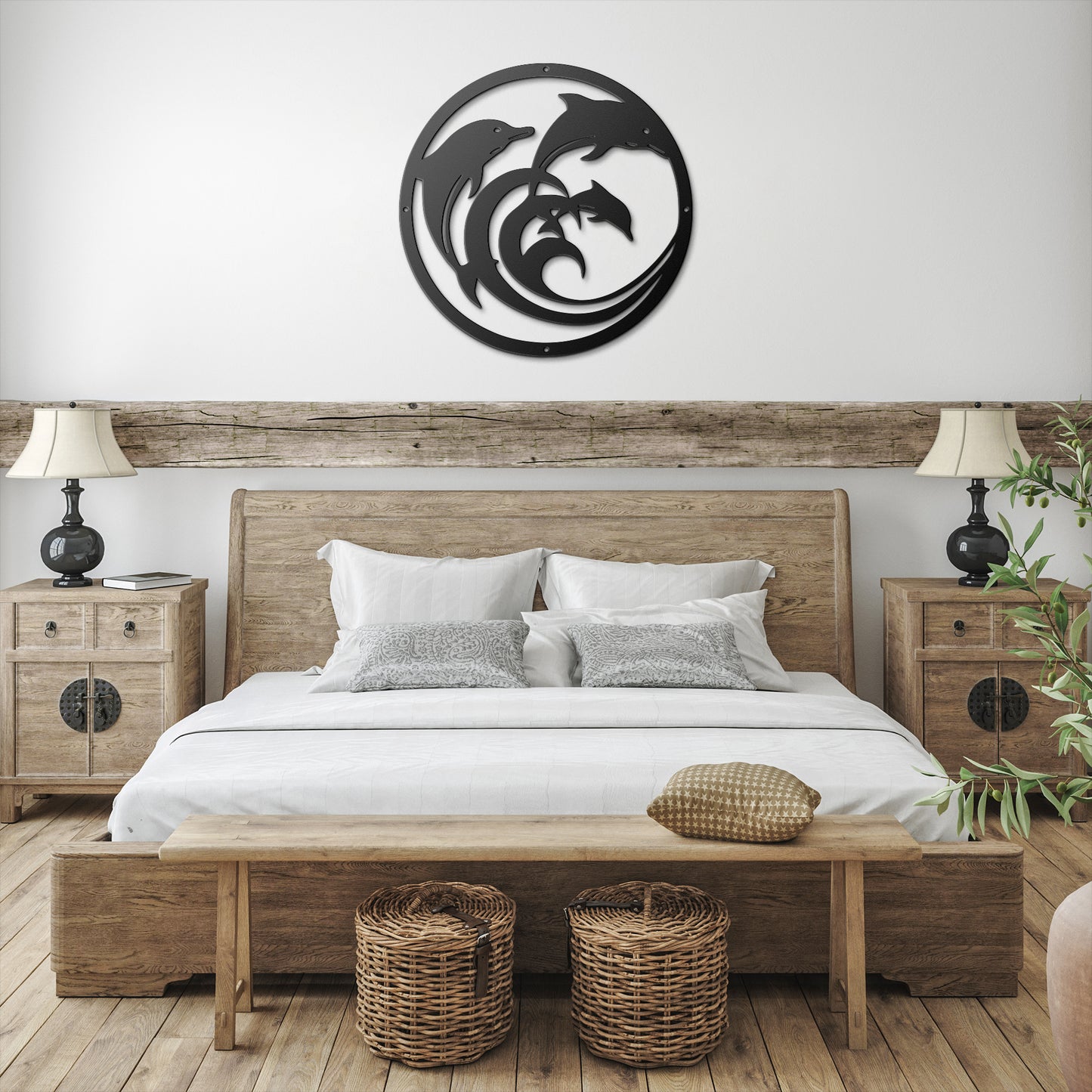 Dolphin_Circle_Metal_Wall_Art_Black_Farmhouse_Bedroom_Mockup.png
